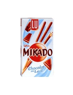 Mikado con chocolate y leche Lu