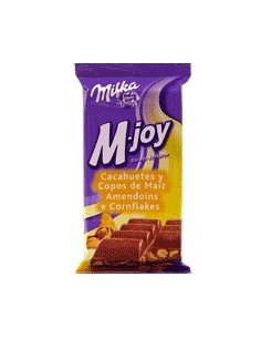 Chocolate con leche con cacahuetes salados y copos de maíz