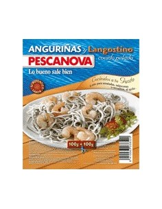Anguriñas con langostinos cocidos Pescanova